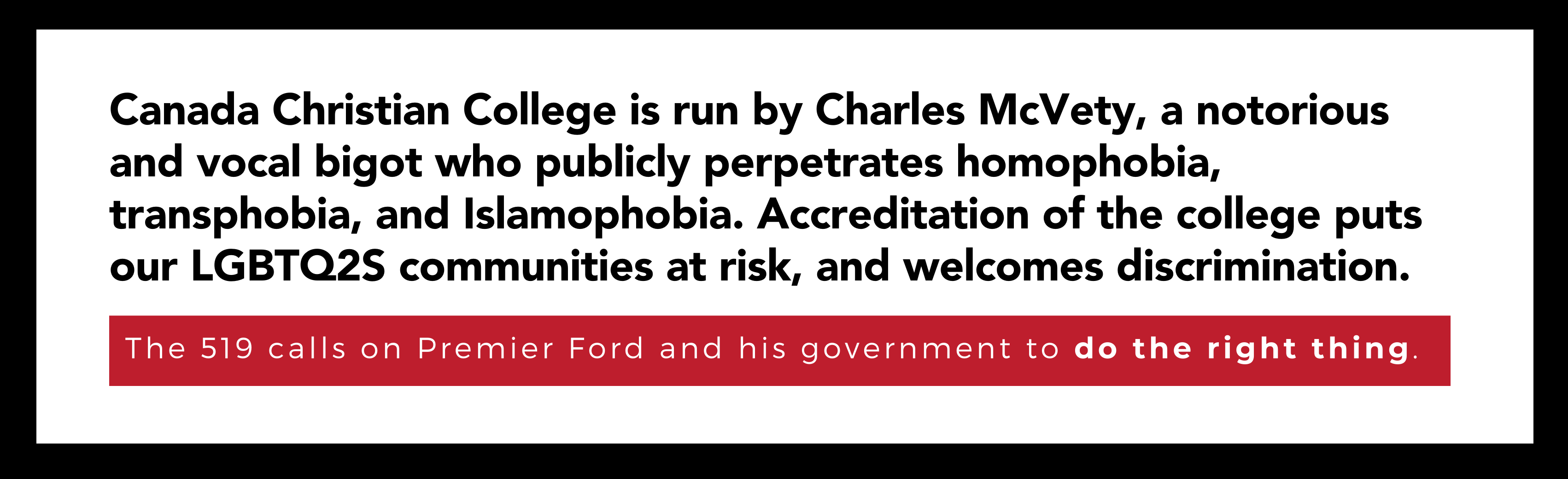The accreditation of Canada Christian College puts our LGBTQ2S communities at risk