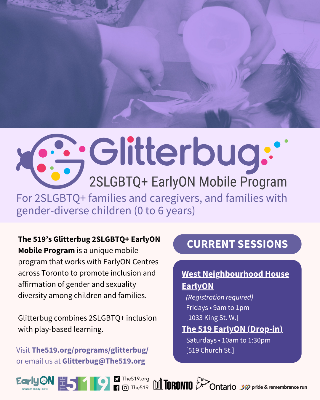 Glitterbug 2SLGBTQ+ EarlyON Mobile Program at The 519
