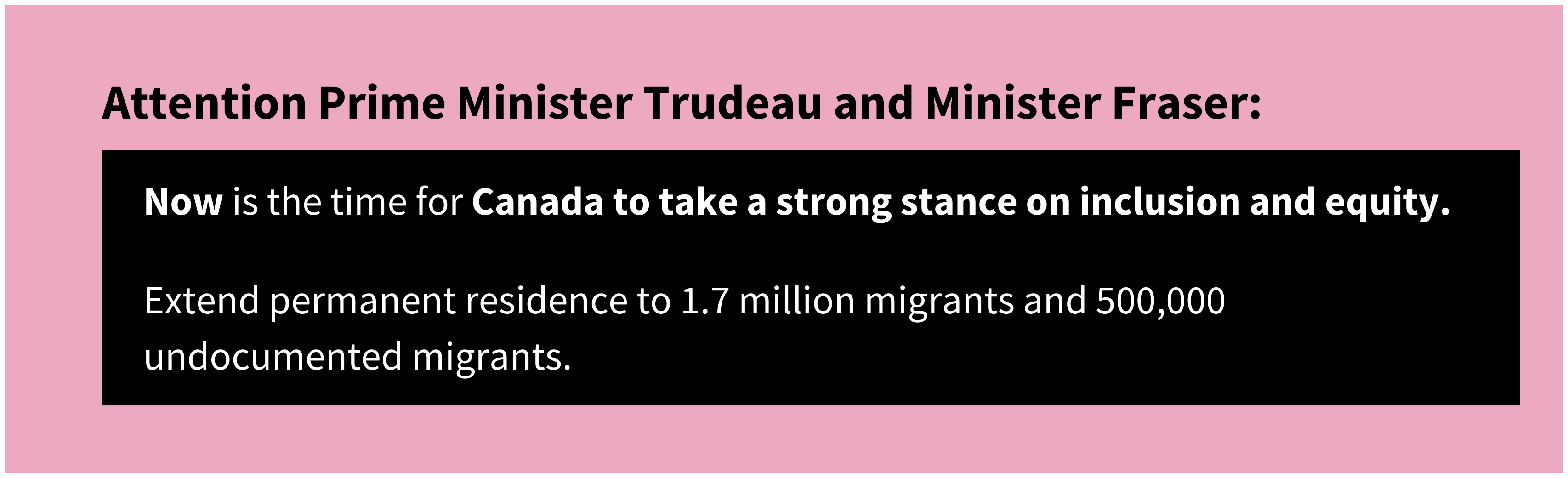 Status For All: Letter to PM Justin Trudeau and Minister of Immigration, Refugees, and Citizenship Sean Fraser