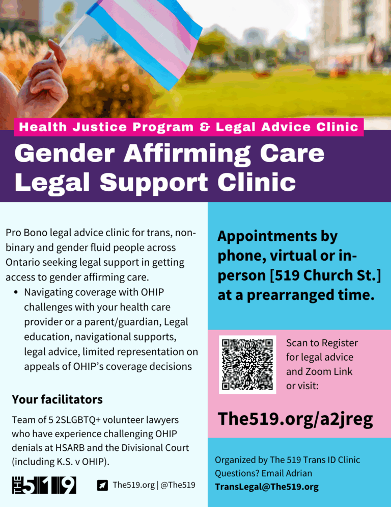 Gender Affirming Care Legal Support Clinic - The 519